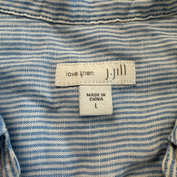 J. Jill Love Linen Blue Pinstripe Long Sleeve Button Down D14 - Picture 4 of 5
